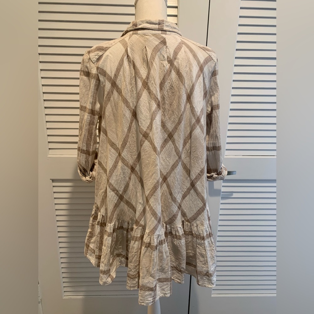 FREE PEOPLE Cream Peppy In Plaid Blouse M - Picture 6 of 8